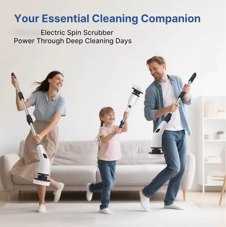 Electric spin scrubber brushing