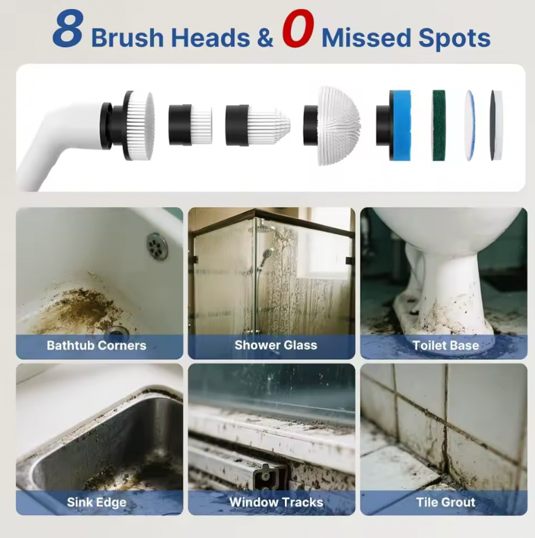 Electric spin scrubber brushing