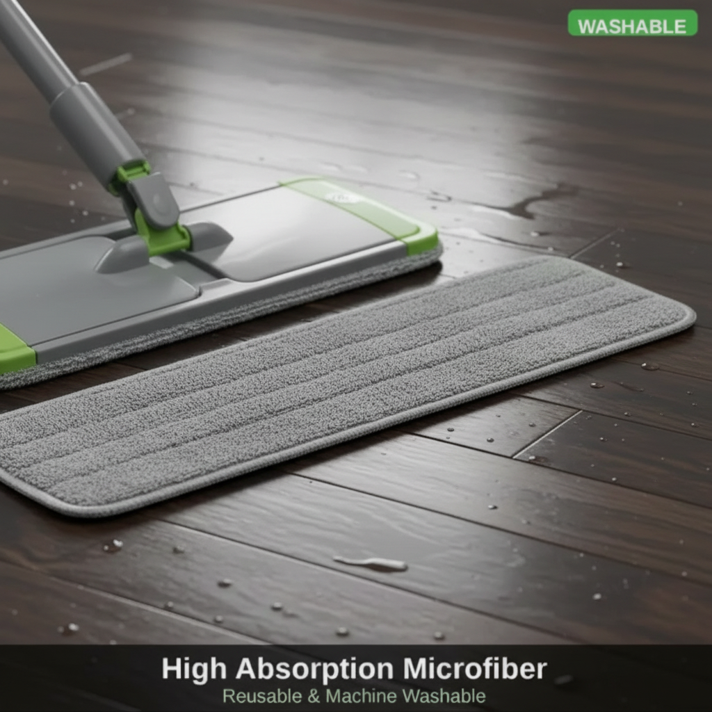 Gray high absorption microfiber cloth with green accents on a white background