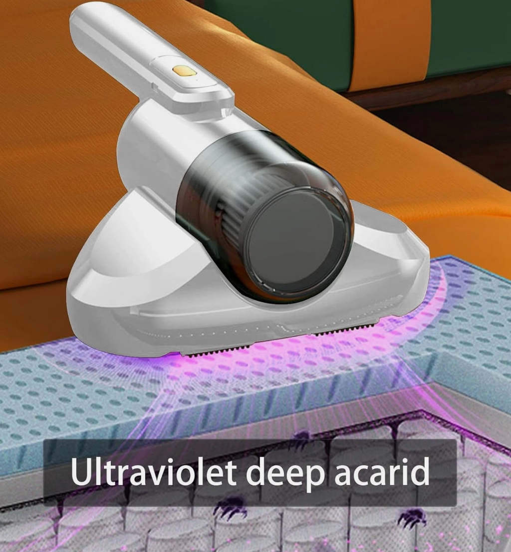 Ultraviolet deep acarid cleaner on a surface with a colorful background